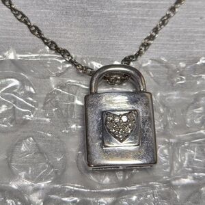 Zales Silver Heart Padlock Necklace